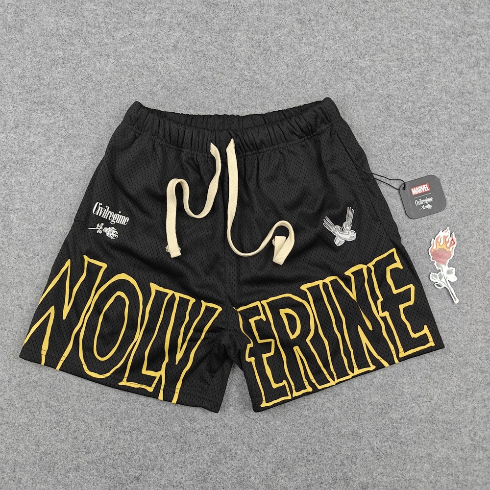 Civil‎ Regime Wolverine Mesh Shorts Mens XS Black Basketball Marvel Athletic New